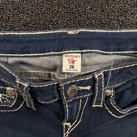 True Religion Section Skinny Jeans Womens 26 Contrast Stitching low rise Y2K - Picture 4 of 7